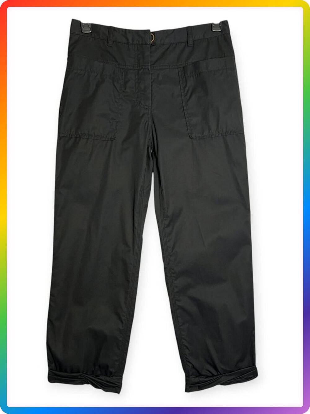 3.1 Phillip Lim Cuffed Cotton Tapered Trousers SIZE 6 Black Cropped Ankle Pants